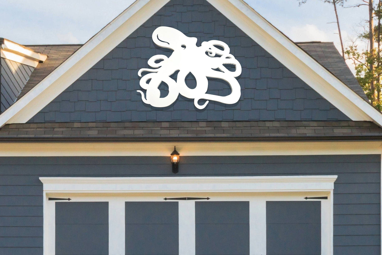 Large Octopus wall art Sign for Beach House, Weatherproof PVC Exterior Art, Coastal Home Decor, Big Outdoor Beach Art for House Wall or Fence, outdoor nautical decor