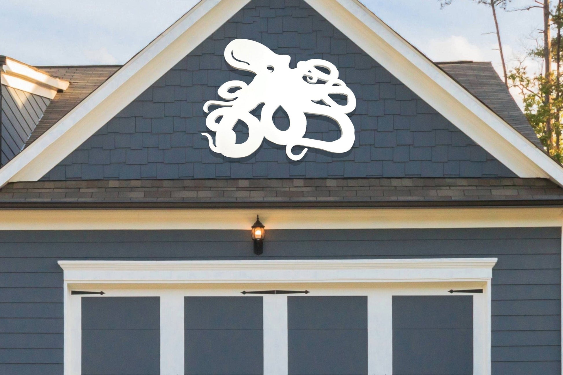 Large Octopus wall art Sign for Beach House, Weatherproof PVC Exterior Art, Coastal Home Decor, Big Outdoor Beach Art for House Wall or Fence, outdoor nautical decor