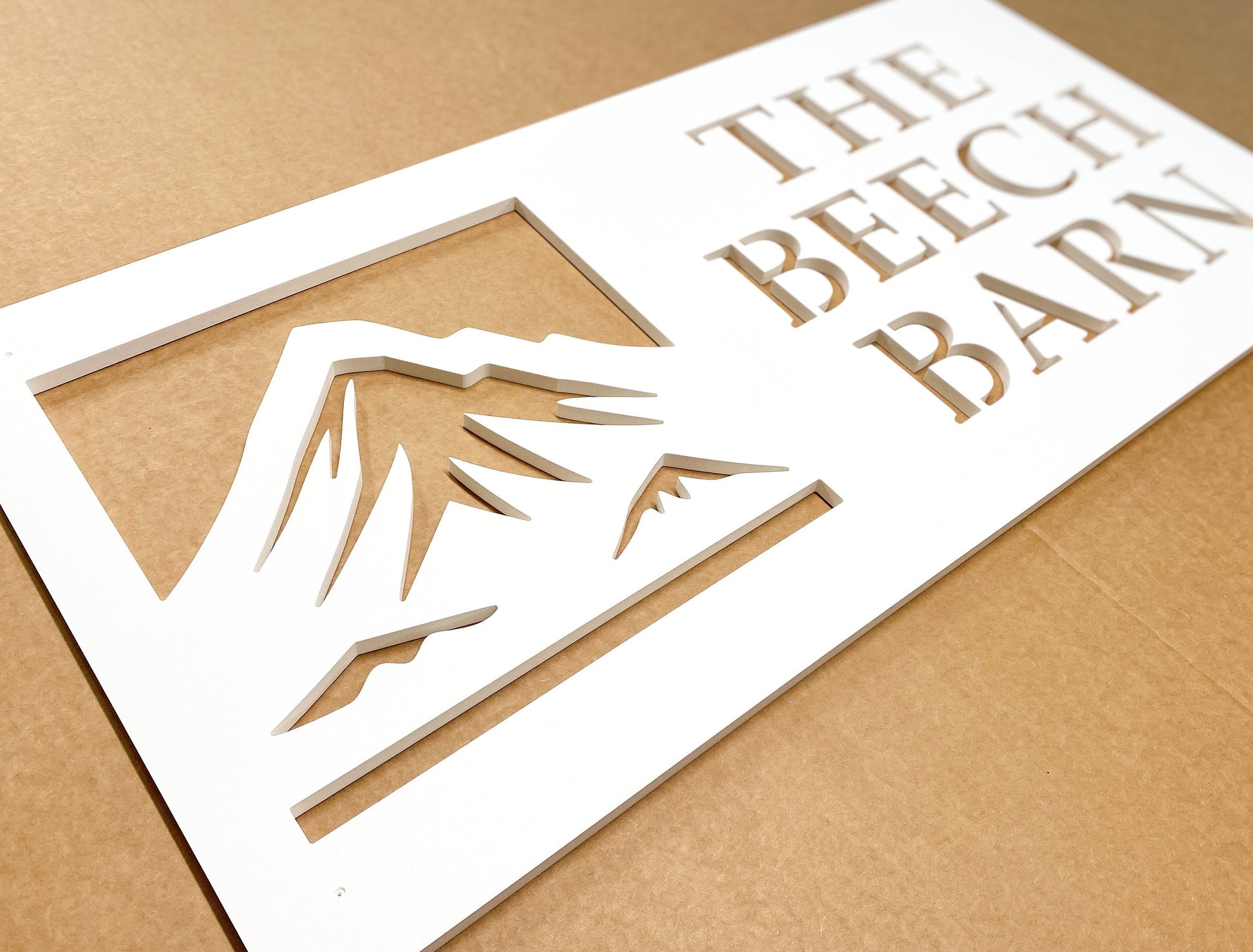 Mountain House Name Sign, Weatherproof PVC Personalized Home Name, Cabin Name Sign with Mountains, Outdoor Exterior Modern Cabin Decor