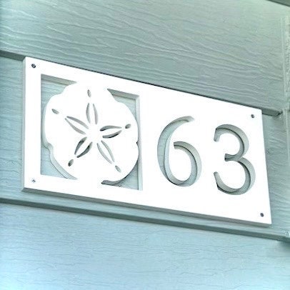 Choose Your Design / 1 - 2 Digit Horizontal Address Sign for House, Coastal Beach House Exterior Decor, PVC Weatherproof House Numbers