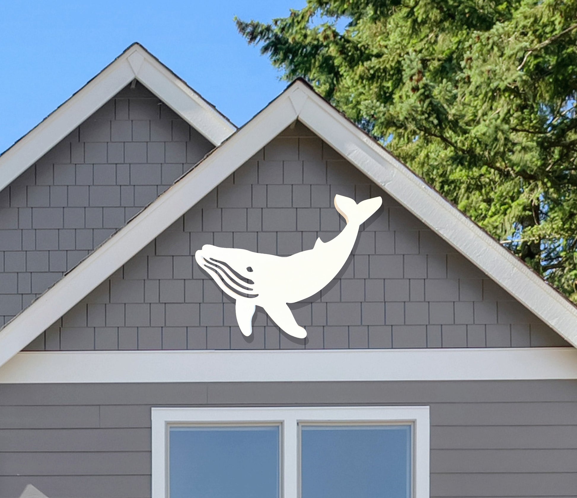 Large Exterior Whale, Weatherproof PVC Beach House Decor, Big Outdoor Whale Wall Art, Coastal Decor, Nautical Home Yard Art