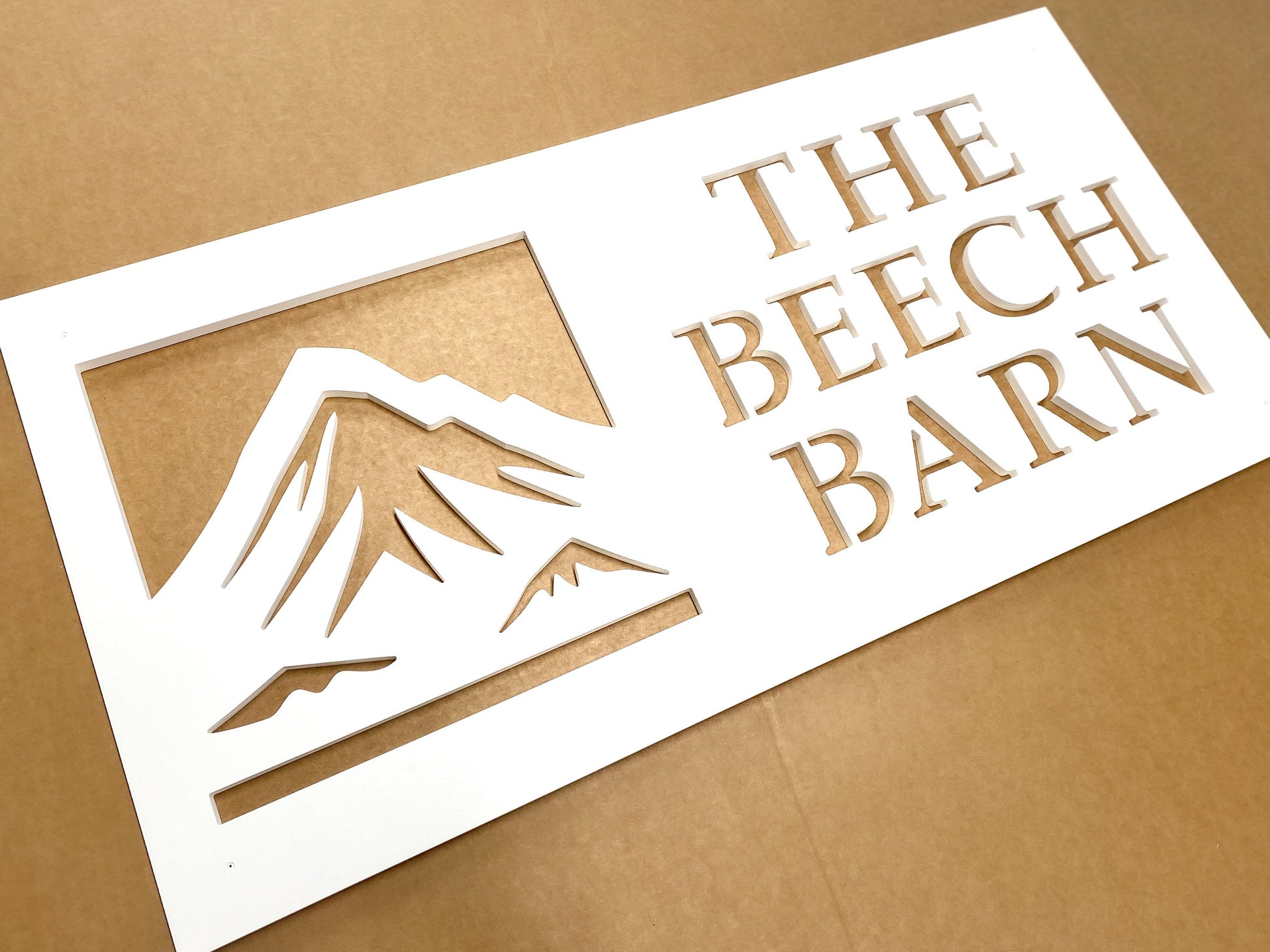 Mountain House Name Sign, Weatherproof PVC Personalized Home Name, Cabin Name Sign with Mountains, Outdoor Exterior Modern Cabin Decor