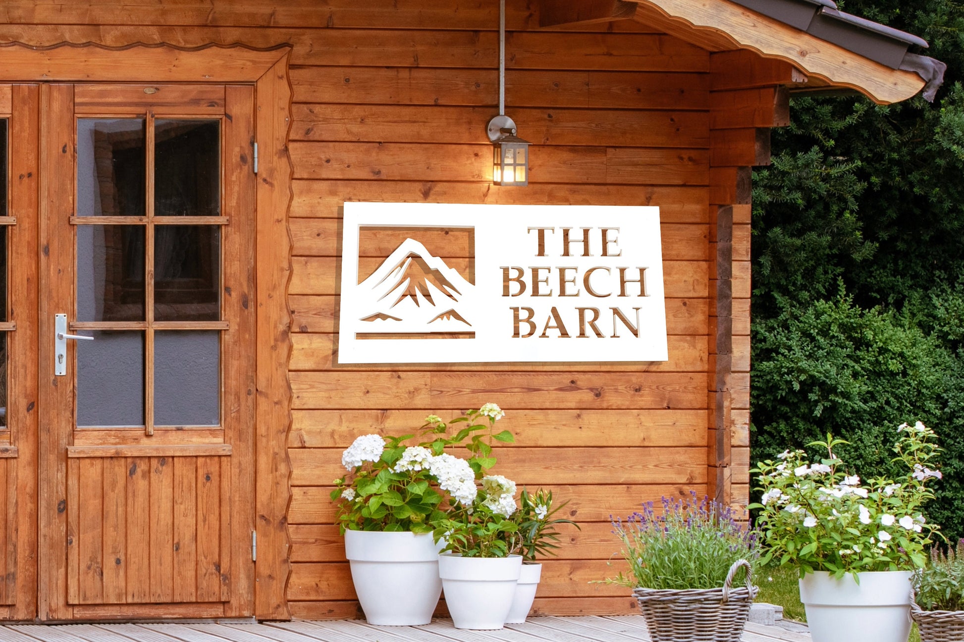 Mountain House Name Sign, Weatherproof PVC Personalized Home Name, Cabin Name Sign with Mountains, Outdoor Exterior Modern Cabin Decor