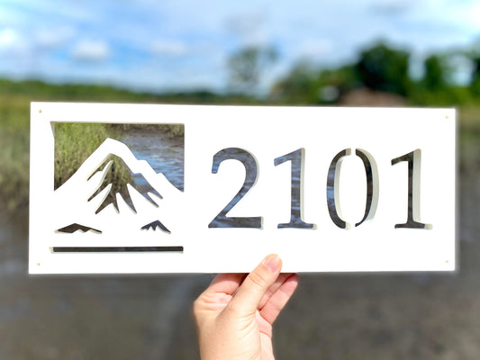 Mountain Address Sign, Weatherproof PVC Horizontal House Numbers, Mountain House Sign, Modern Cabin Decor, Mountains Address Plaque