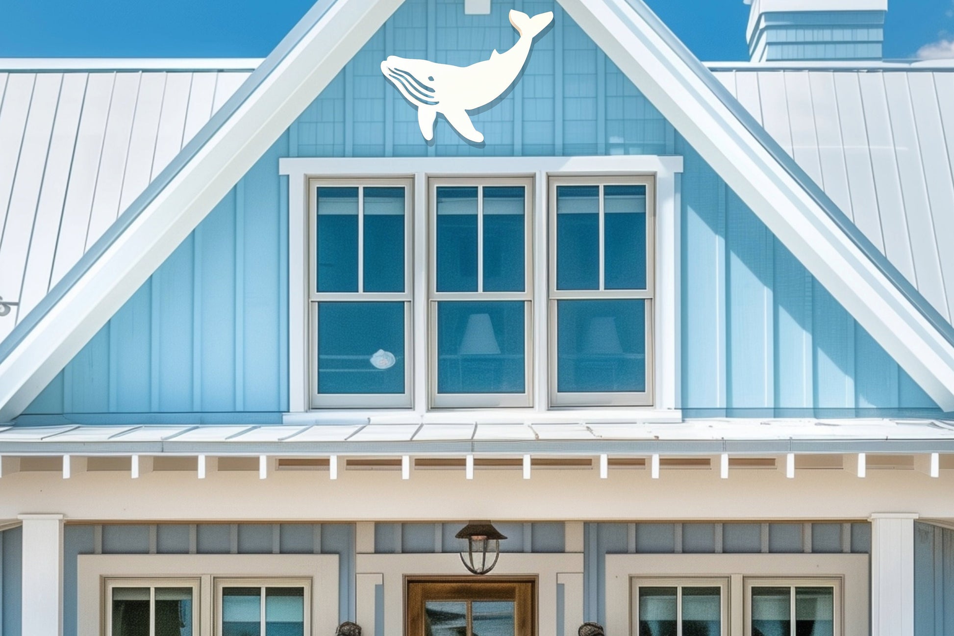 Large Exterior Whale, Weatherproof PVC Beach House Decor, Big Outdoor Whale Wall Art, Coastal Decor, Nautical Home Yard Art