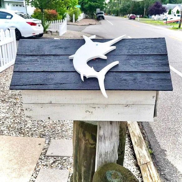 Marlin Fish Shutter Add-On Decorations Set, Weatherproof PVC Exterior House Decor, Beach House Decor, Coastal Home Shutter Embellishments