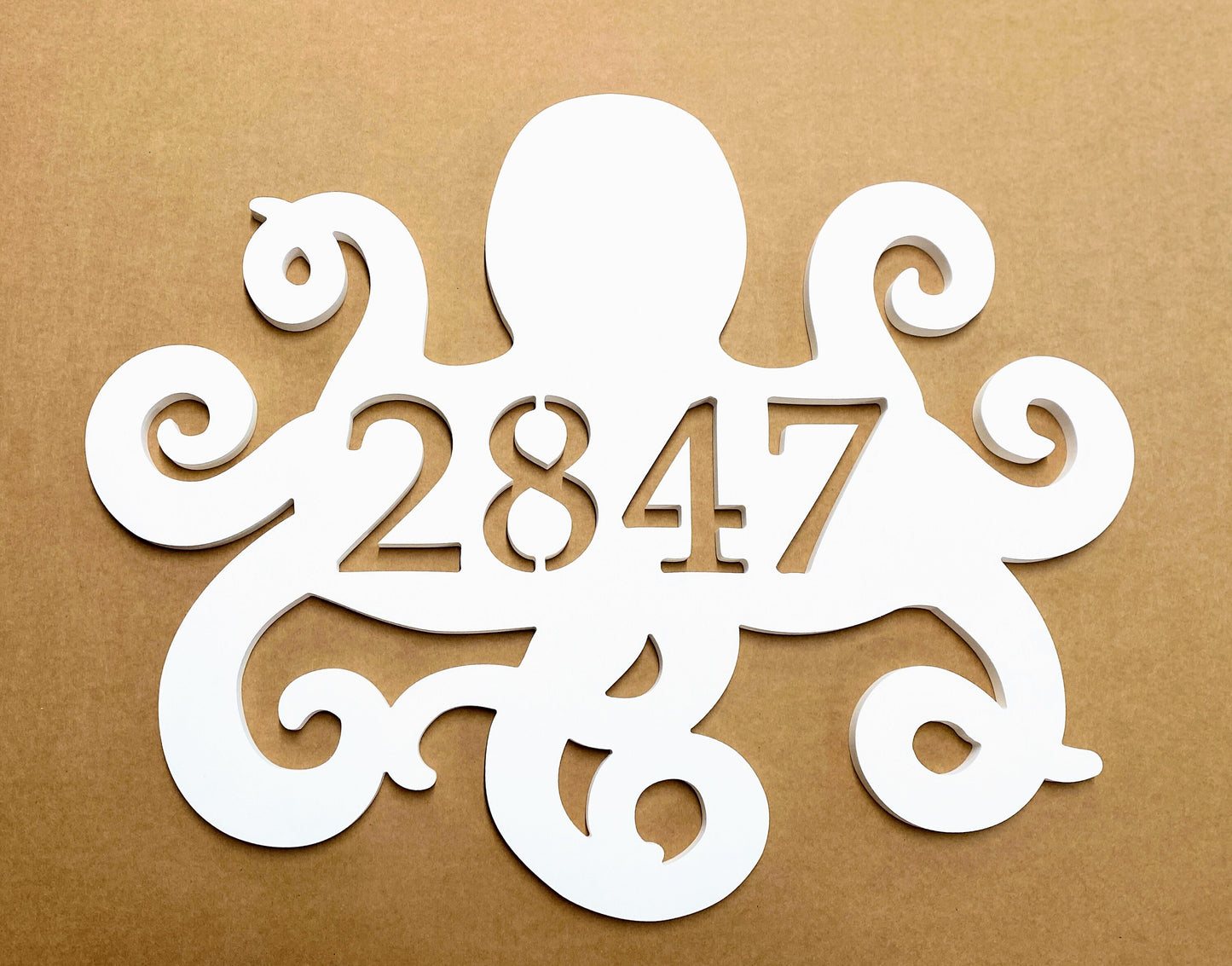 Octopus House Numbers, Weatherproof Address Sign, Unique Exterior Decor for Beach House, Ocean Decor for Coastal Home, Large Address Plaque