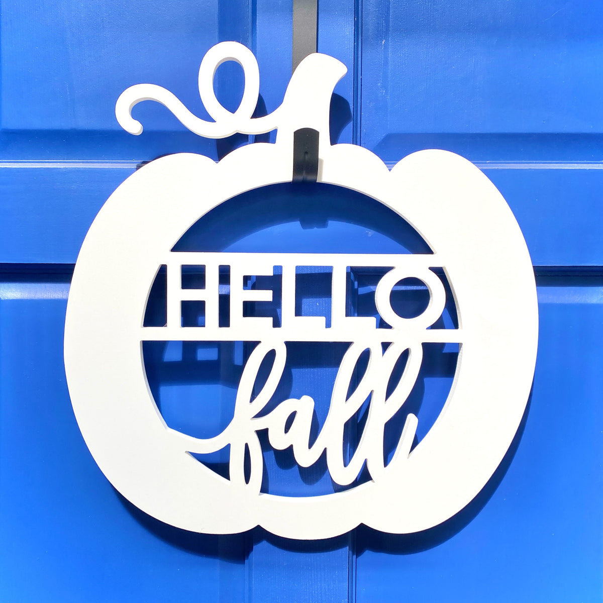 Hello Fall Pumpkin Door Hanger: Weatherproof PVC Autumn Decor