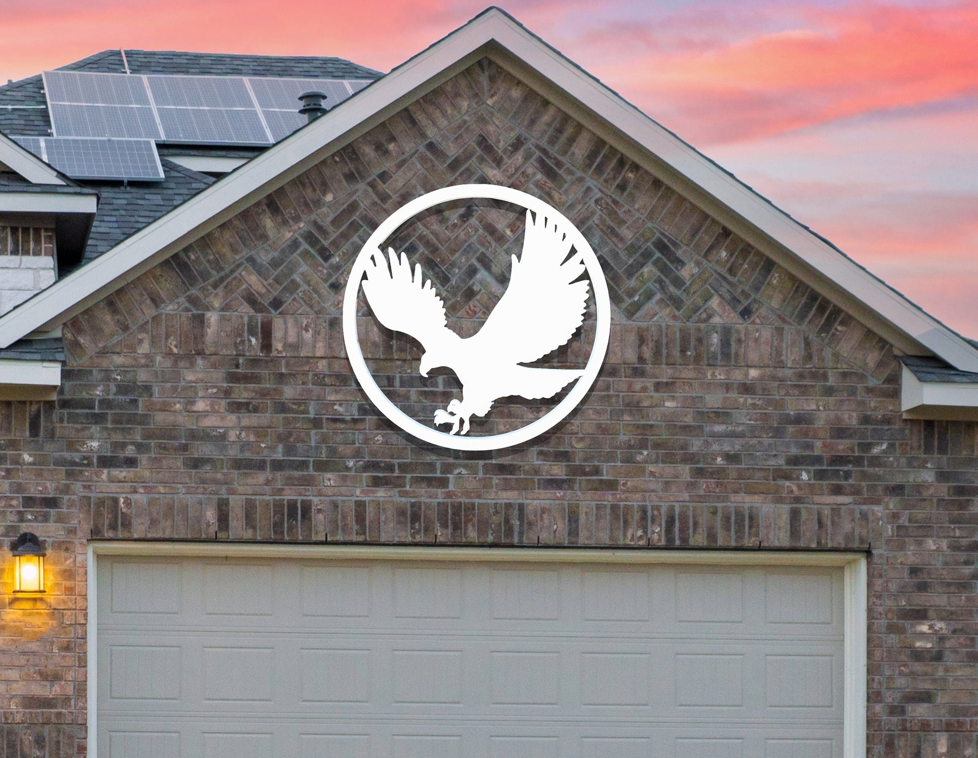 Large Weatherproof Eagle, Exterior House Decor, Big Outdoor PVC Wall Art, Round American Bald Eagle Sign, Coastal Home Bird of Prey Decor