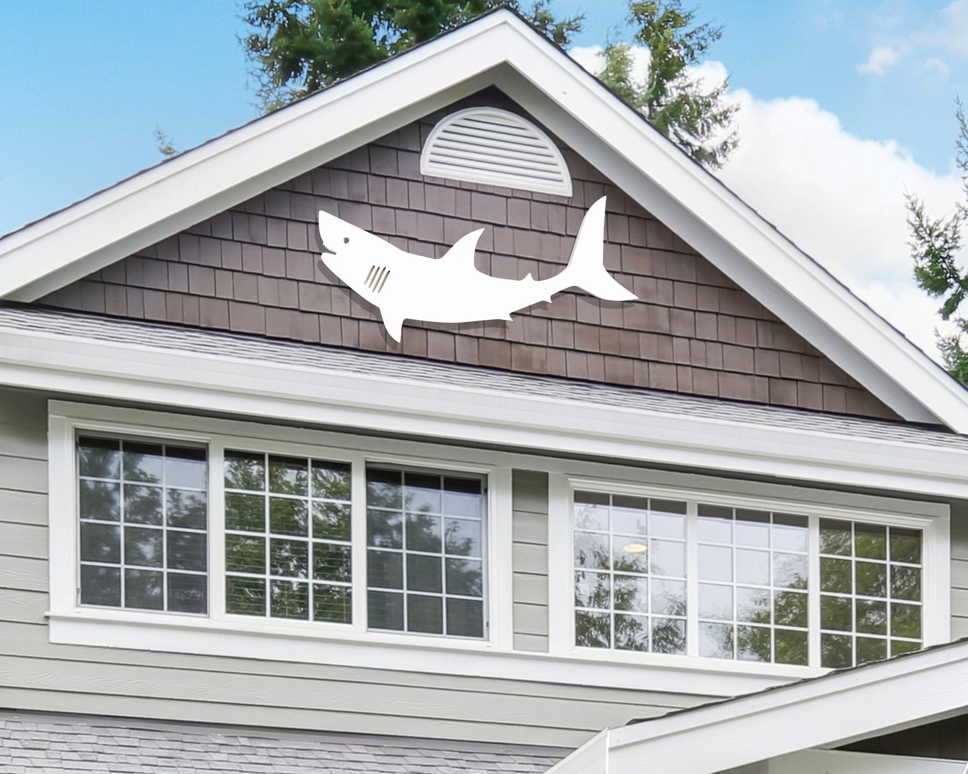 Large Outdoor Shark, Weatherproof PVC Shark Sign for Beach House, Exterior Coastal Home Decor, Shark Home Decor, Outdoor Beach House Art