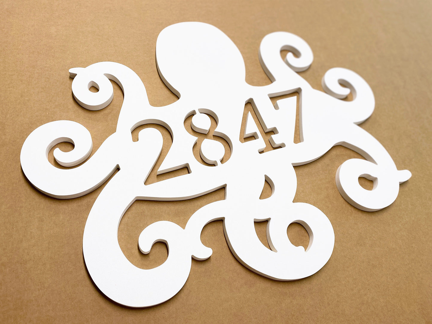 Octopus House Numbers, Weatherproof Address Sign, Unique Exterior Decor for Beach House, Ocean Decor for Coastal Home, Large Address Plaque