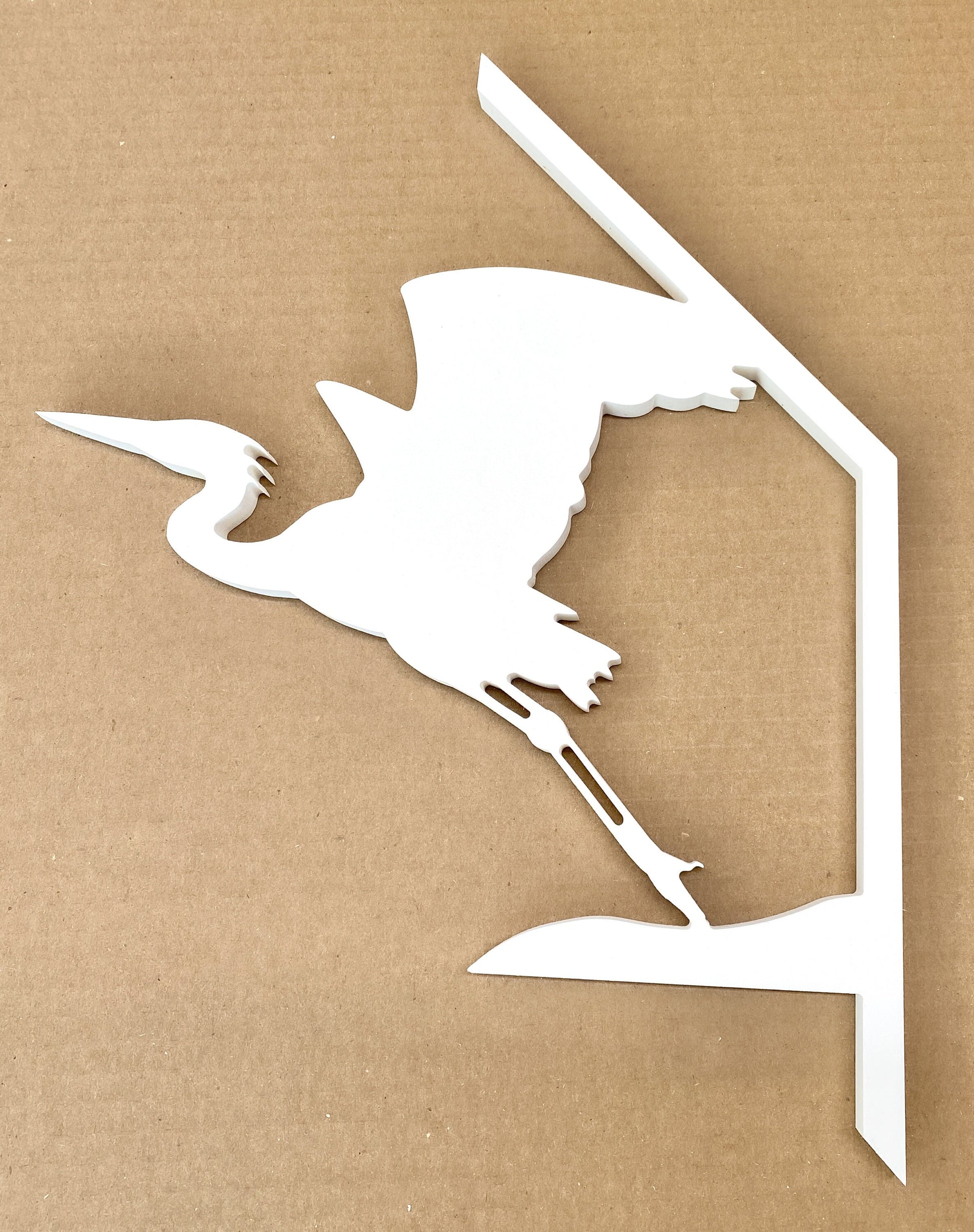 Great Blue Heron Mailbox Bracket for 45 Degrees Angle Post, Bird Mailbox Decor, Weatherproof PVC Beach House Decor, Coastal Home Yard Art