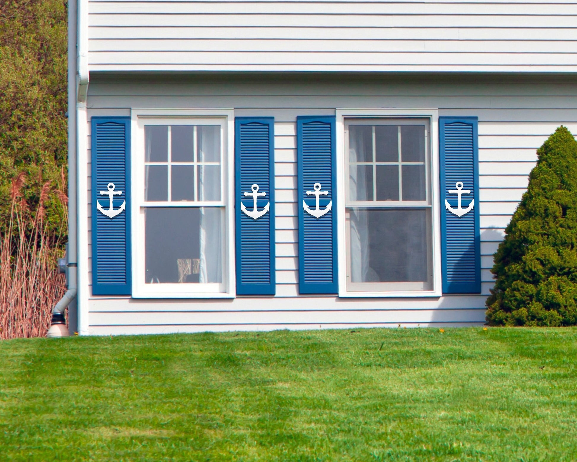 Anchor Shutter Add-On Decorations Set, Weatherproof PVC Exterior House Decor, Beach House Decor, Coastal Home Shutter Embellishments