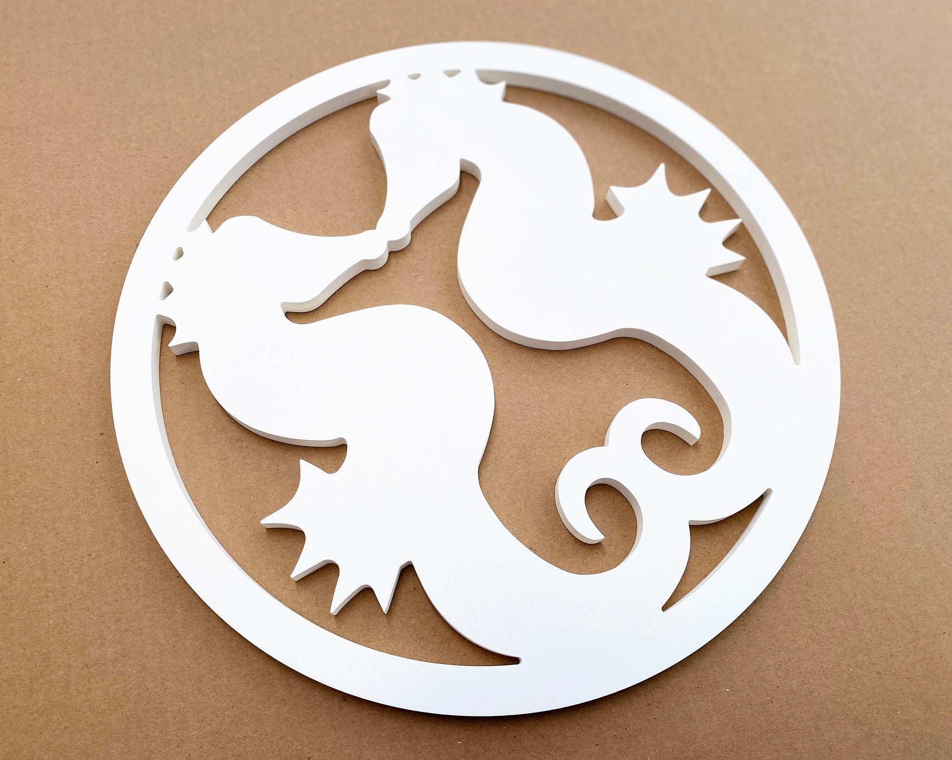 Large Outdoor Seahorse Wall Art for Beach House, Weatherproof Round Double Seahorse Sign, Exterior Coastal Home Decor