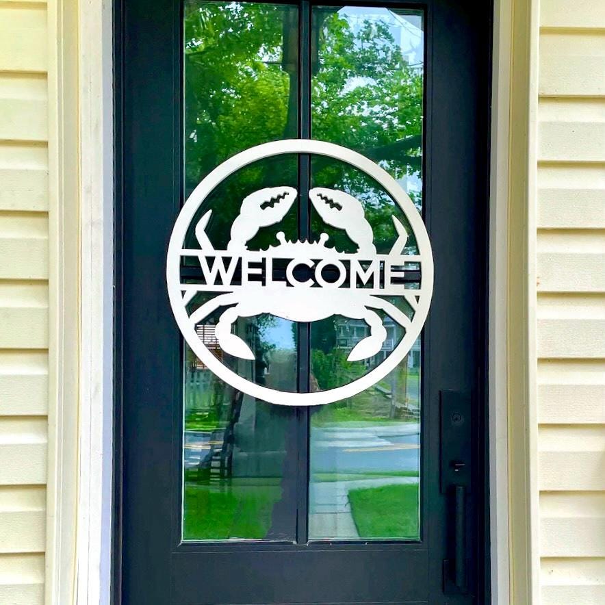 Crab Door Hanger, Weatherproof Crab Wreath, Beach House Outdoor Wall Art, Summer Coastal Decor, Maryland Crab Sign, Exterior Home Decor