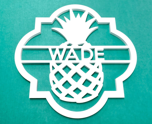 Pineapple Name Sign, Pineapple Door Hanger, Weatherproof Outdoor Home Decor, Coastal Beach House Sign, Tropical Pineapple Decor