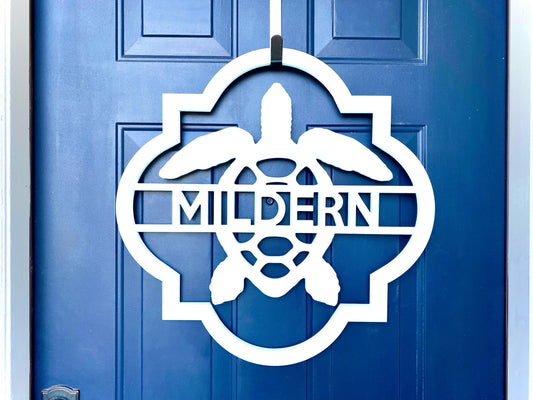 Custom PVC Sea Turtle Door Hanger, Exterior Weatherproof House Sign, Coastal Beach House Decor, Nautical Wreath Sign