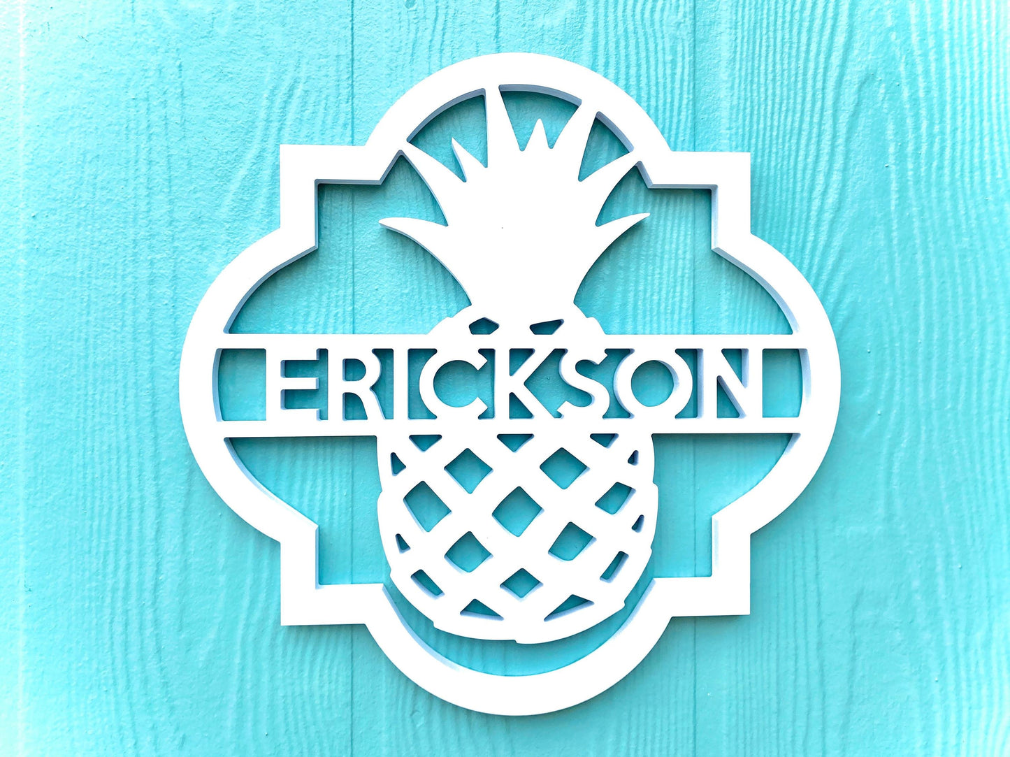 Pineapple Name Sign, Pineapple Door Hanger, Weatherproof Outdoor Home Decor, Coastal Beach House Sign, Tropical Pineapple Decor