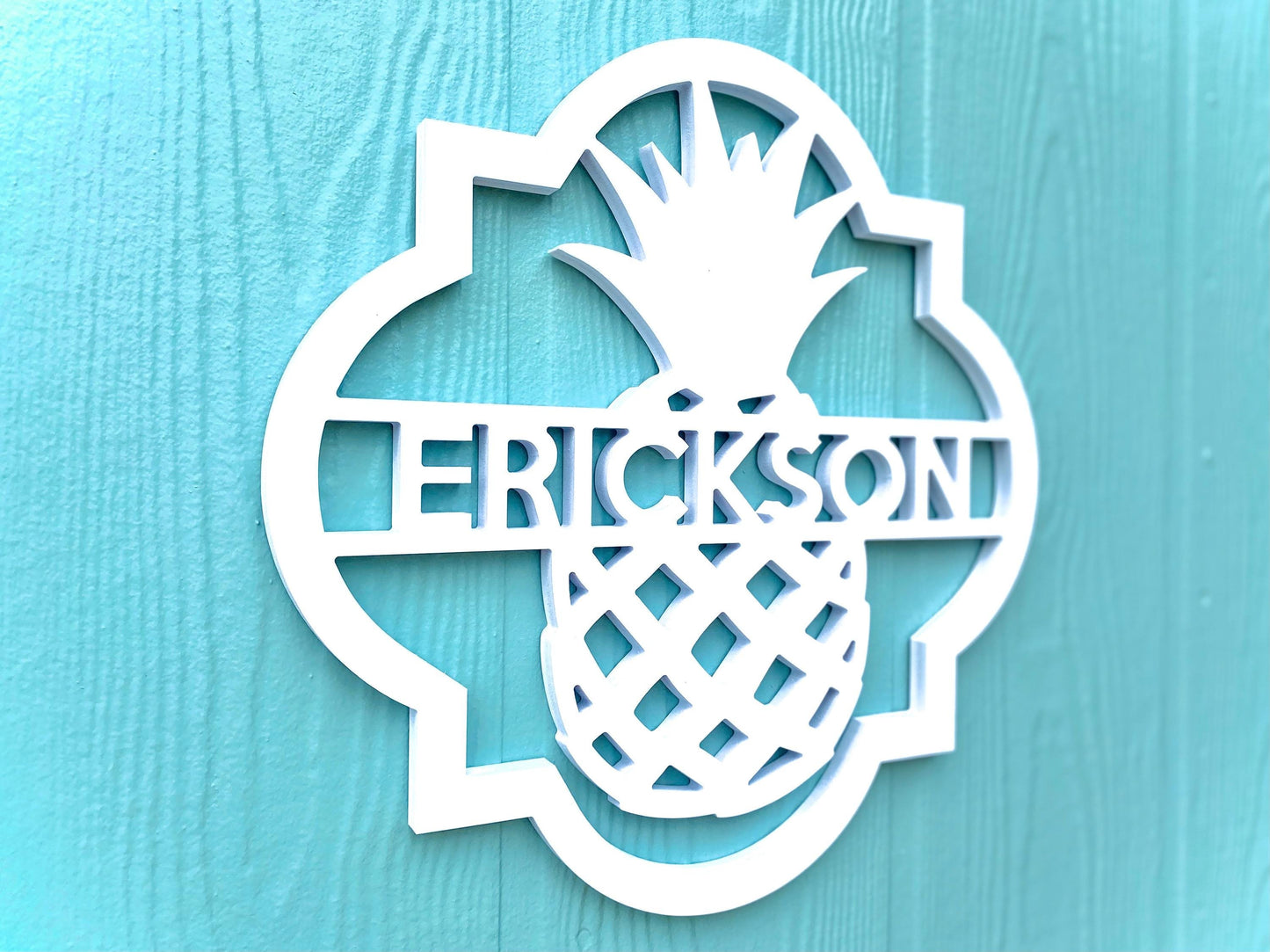Pineapple Name Sign, Pineapple Door Hanger, Weatherproof Outdoor Home Decor, Coastal Beach House Sign, Tropical Pineapple Decor