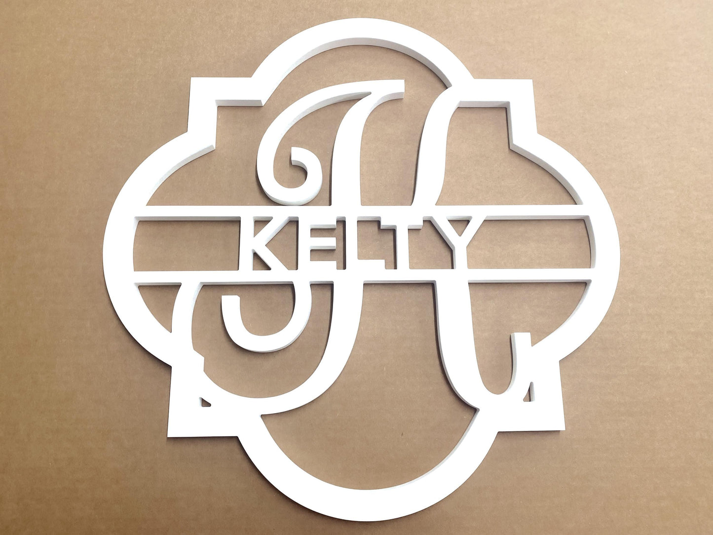 Last Name Monogram Wreath Sign for Front Door, Weatherproof Personalized Door Hanger, Wedding Gift for Couple, Engagement Gift