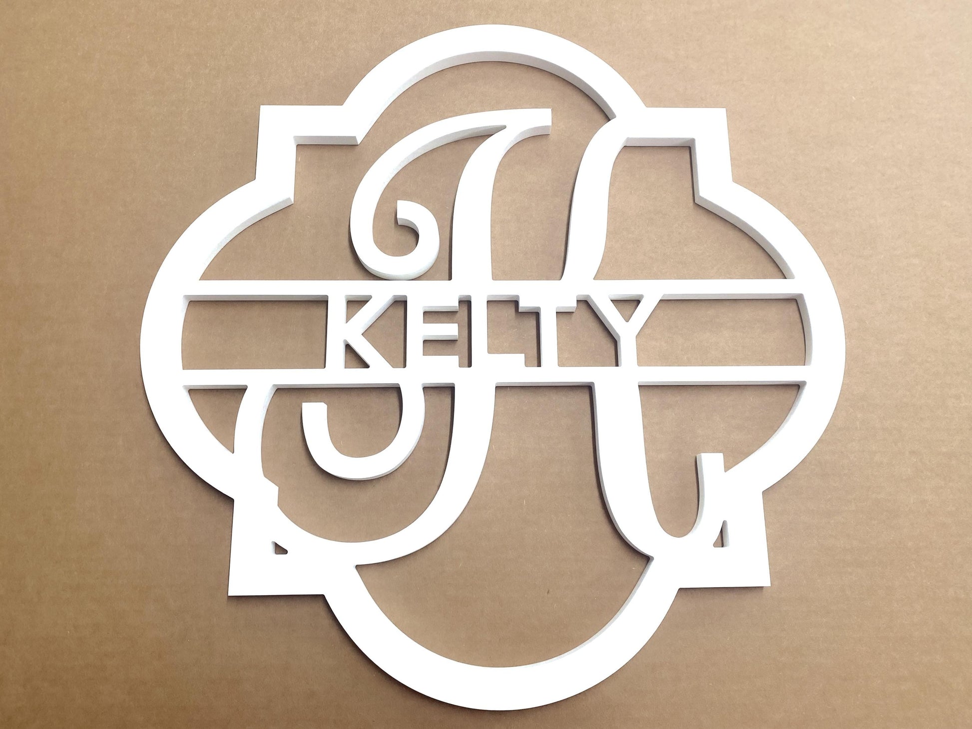 Last Name Monogram Wreath Sign for Front Door, Weatherproof Personalized Door Hanger, Wedding Gift for Couple, Engagement Gift