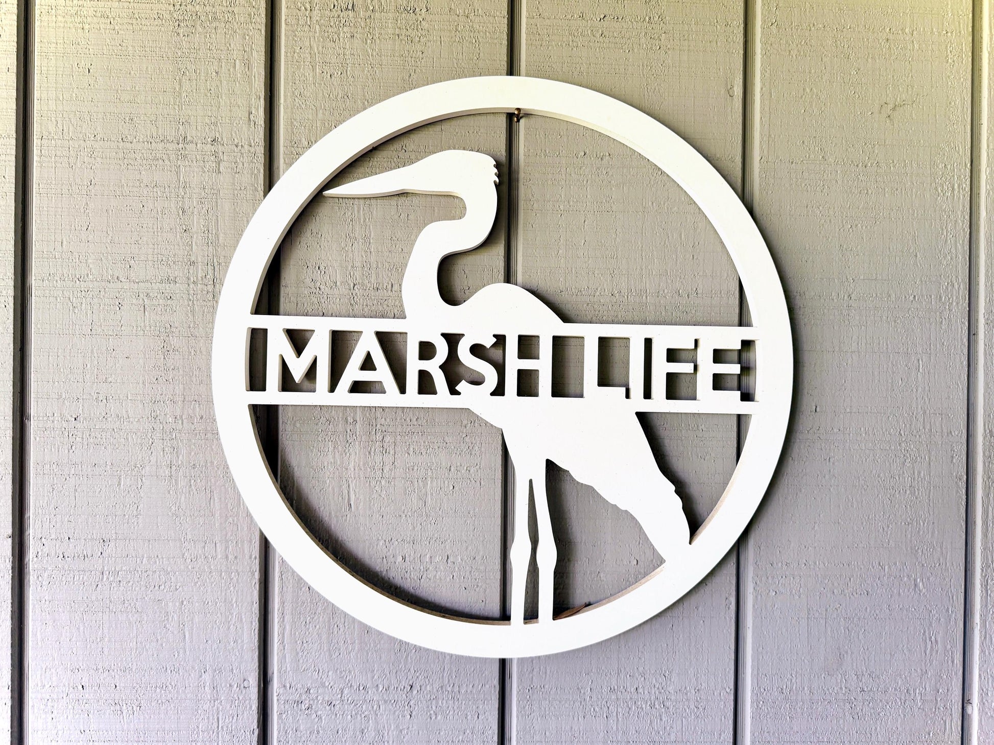 Weatherproof PVC Heron Front Door Hanger, Coastal Beach House Decor, Lake House Sign, River Life Home Decor, Blue Heron Welcome Sign