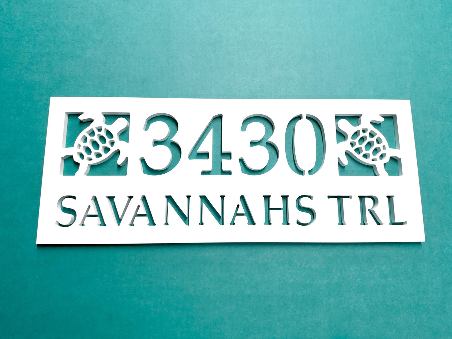 Sea turtle address sign with street name, weatherproof PVC outdoor coastal decor, nautical beach house address plaque