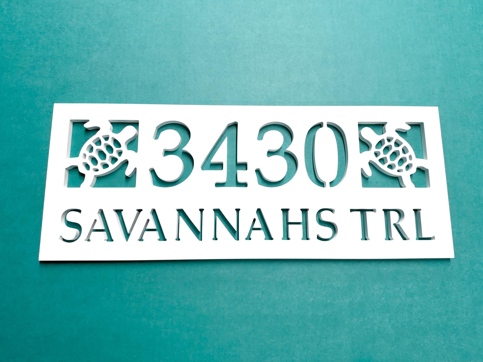 Sea turtle address sign with street name, weatherproof PVC outdoor coastal decor, nautical beach house address plaque