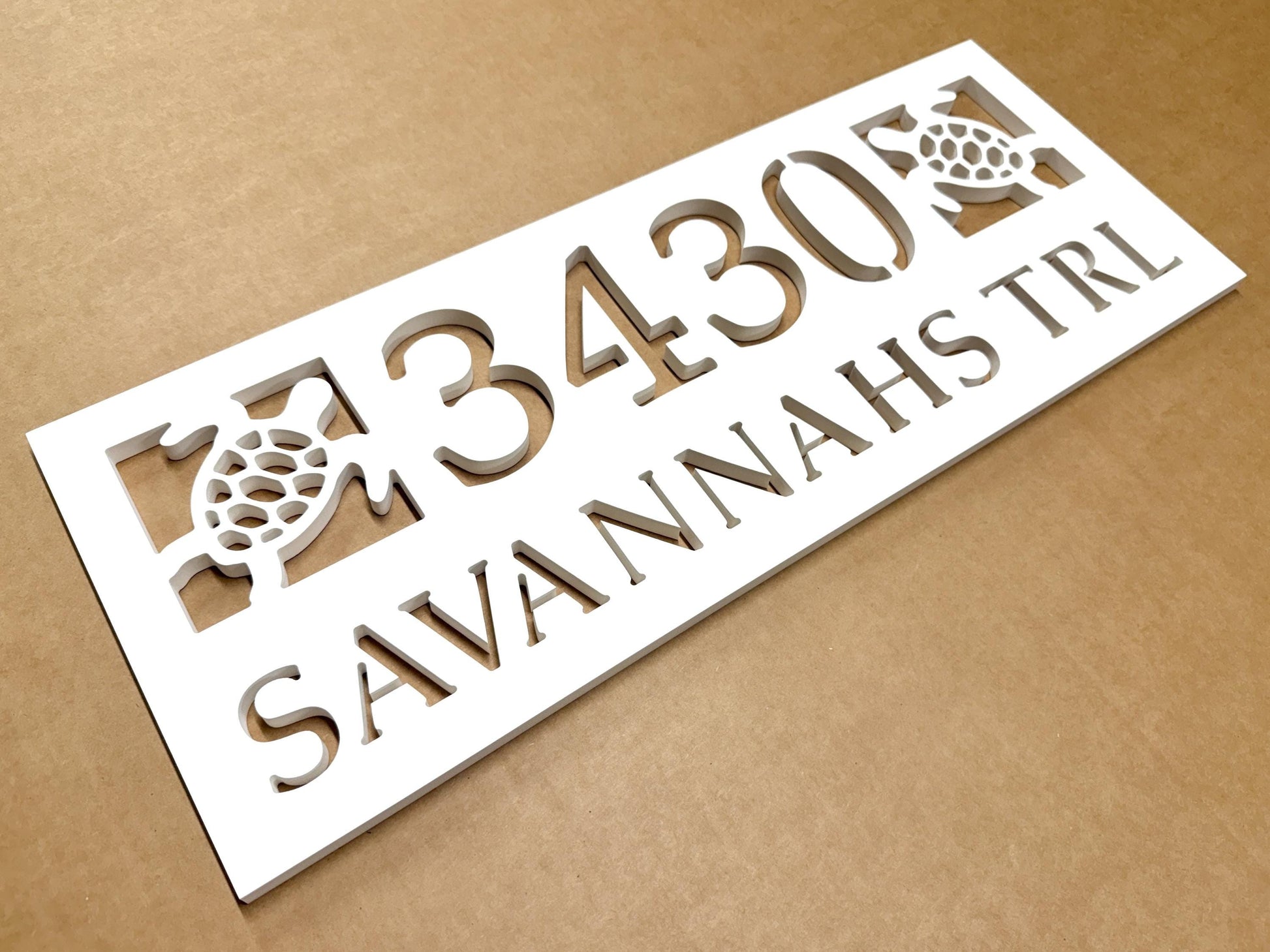 Full Street Address Plate with Sea Turtles, Coastal Beach House Address Plaque, Outdoor PVC Weatherproof House Numbers, Address Numbers Sign