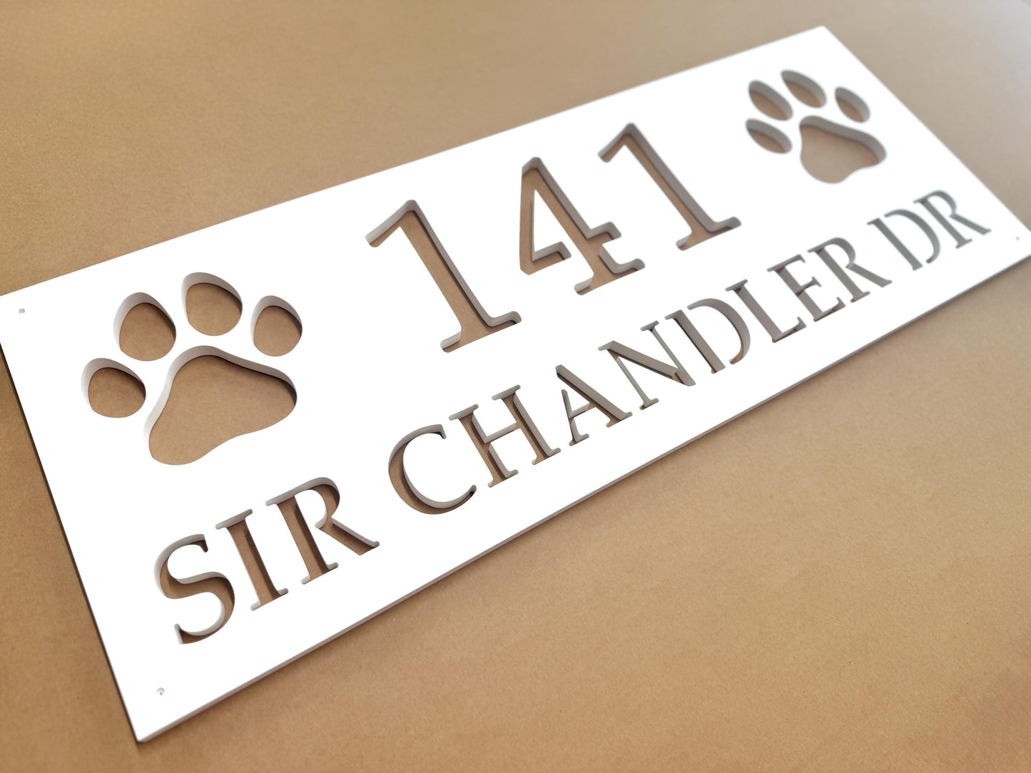 Dog Paw Address Sign: Weatherproof PVC House Numbers with Street Name Plaque