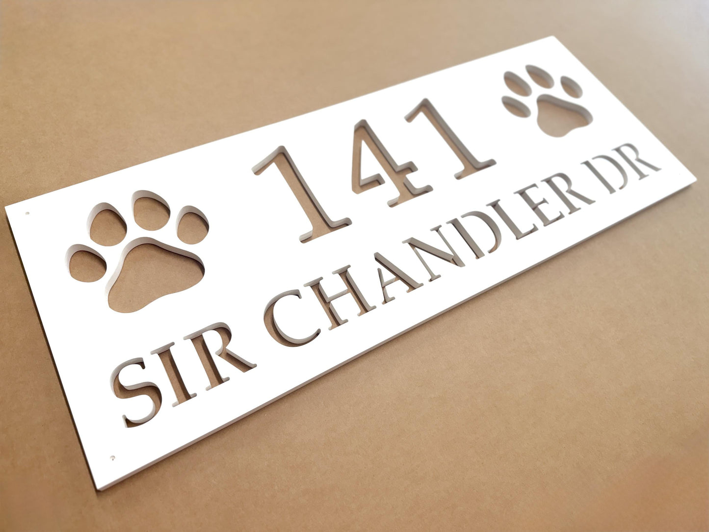 Dog Paw Address Sign: Weatherproof PVC House Numbers with Street Name Plaque