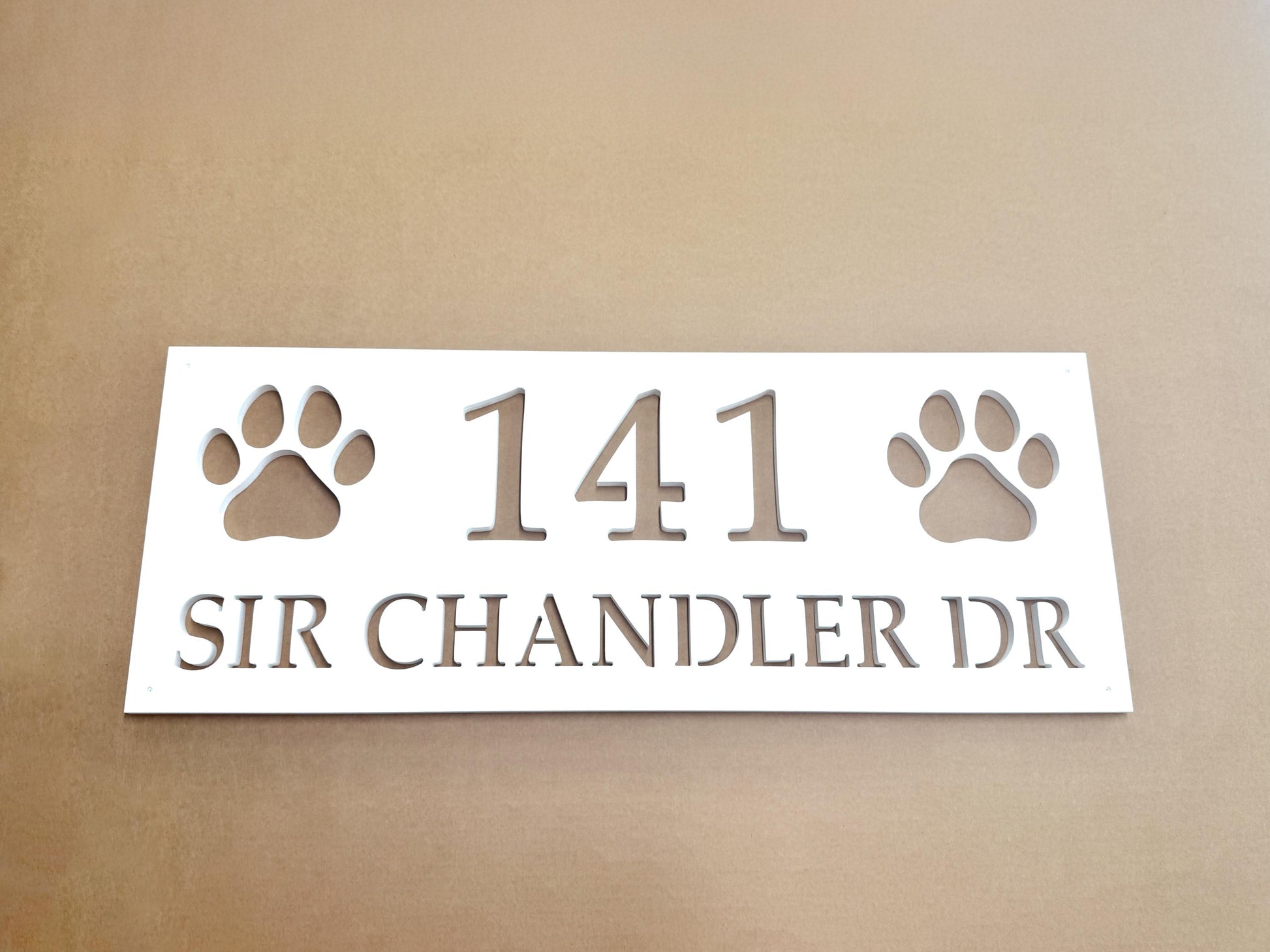 Dog Paw Address Sign: Weatherproof PVC House Numbers with Street Name Plaque