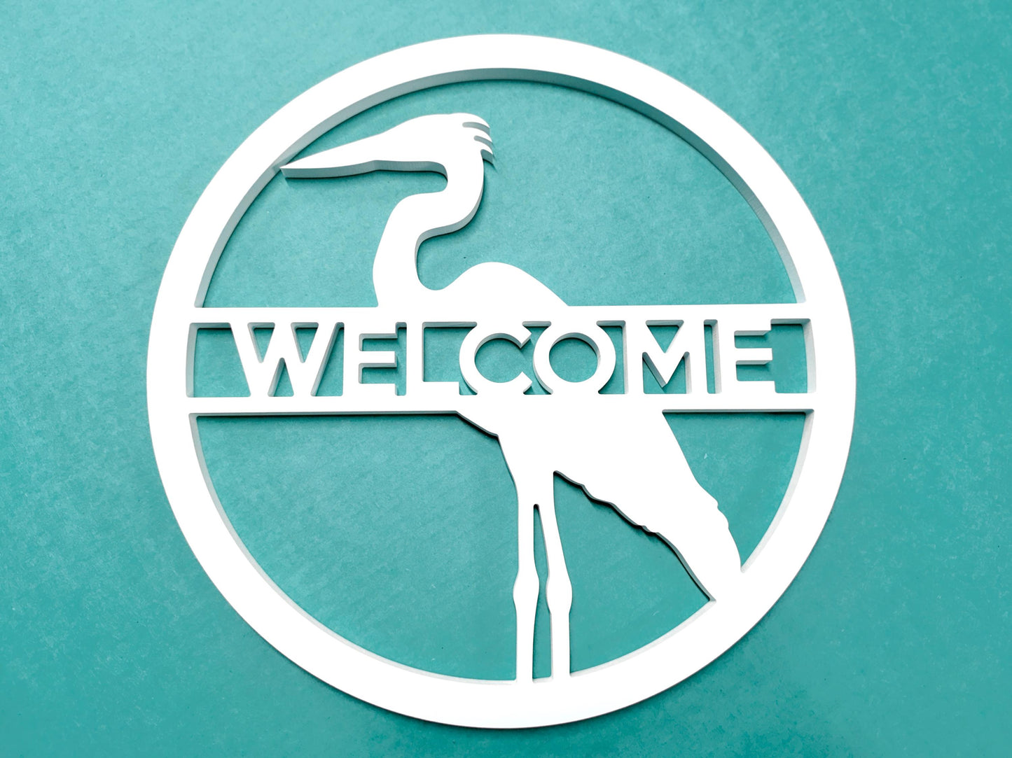 Weatherproof PVC Heron Front Door Hanger, Coastal Beach House Decor, Lake House Sign, River Life Home Decor, Blue Heron Welcome Sign
