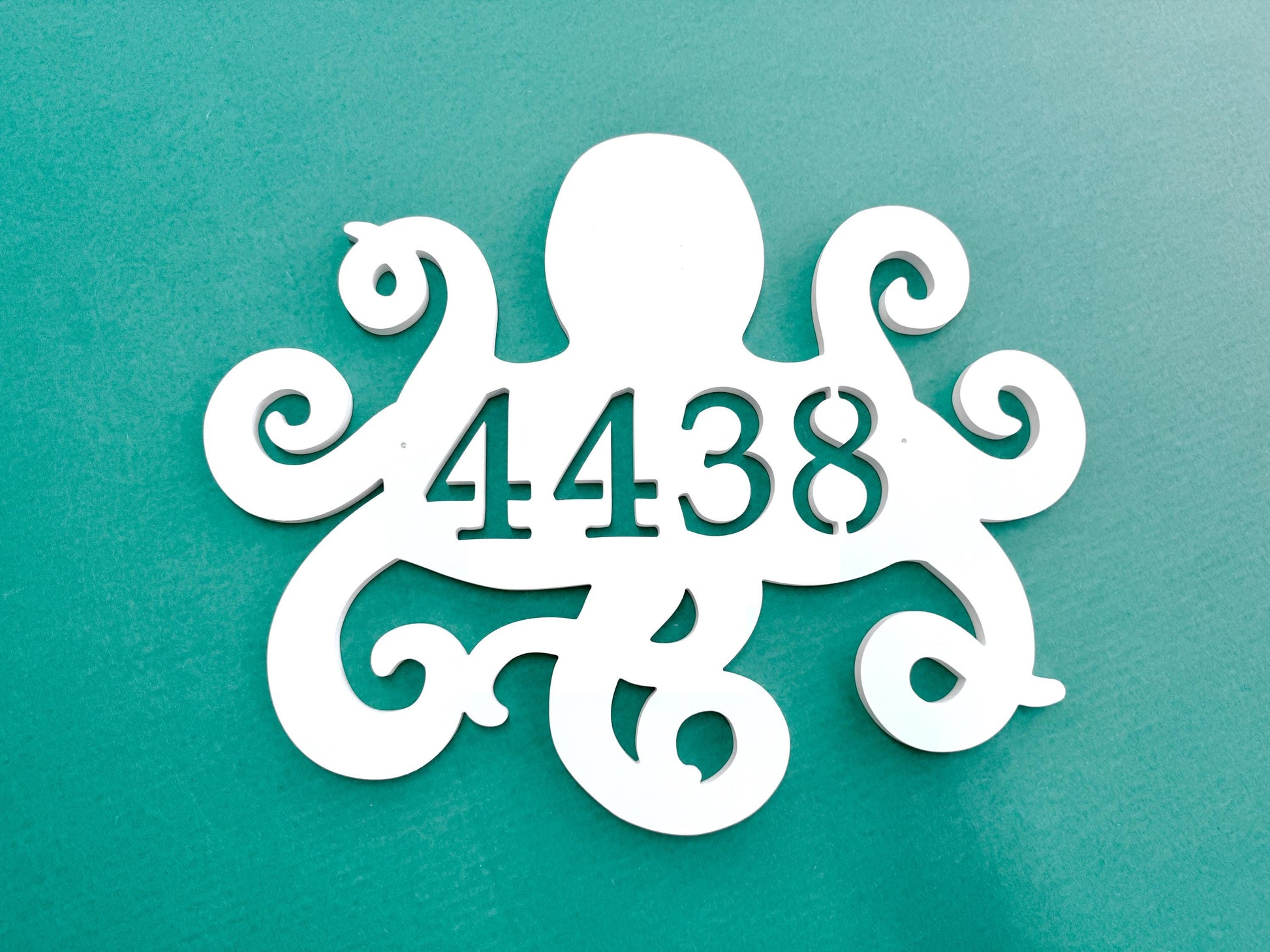 Octopus House Numbers, Weatherproof Address Sign, Unique Exterior Decor for Beach House, Ocean Decor for Coastal Home, Large Address Plaque