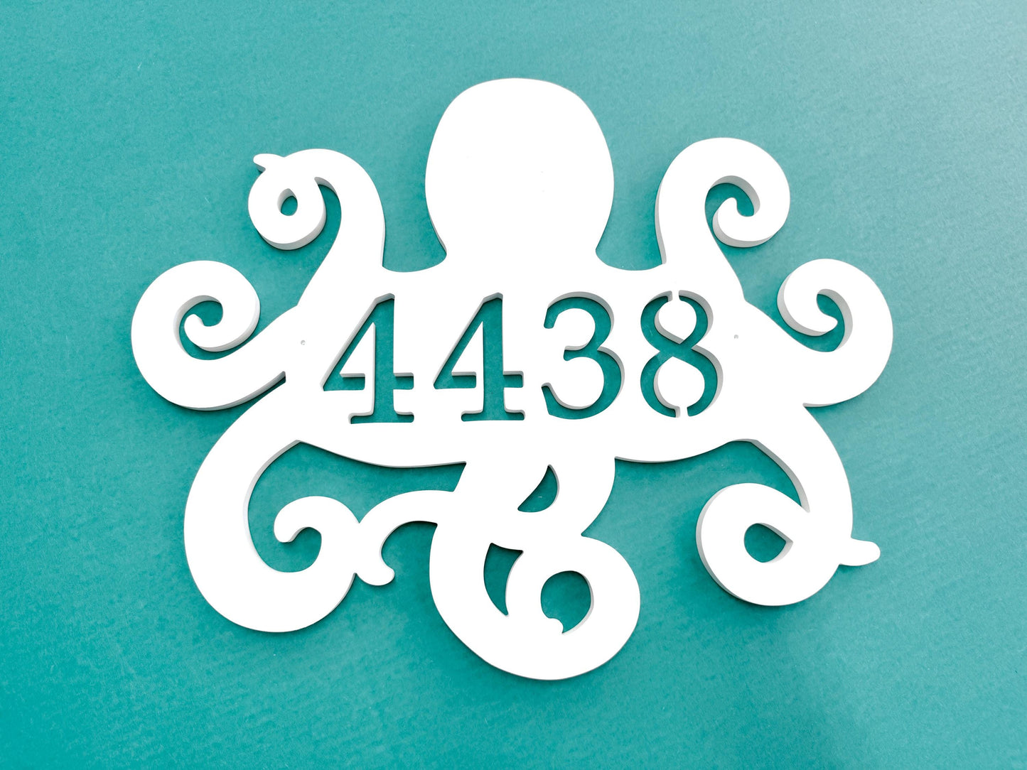 Octopus House Numbers, Weatherproof Address Sign, Unique Exterior Decor for Beach House, Ocean Decor for Coastal Home, Nautical Address Plaque