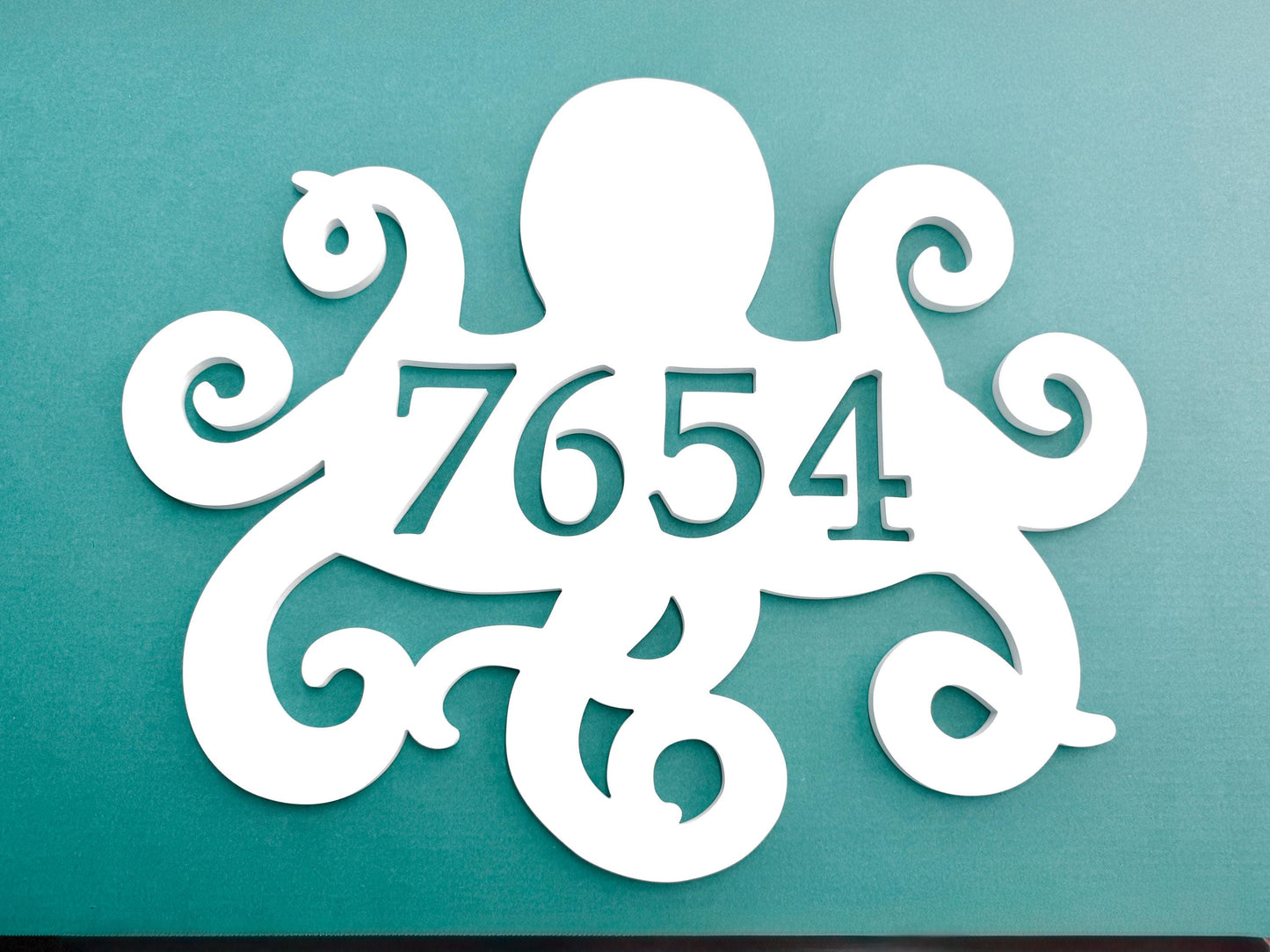 Octopus House Numbers, Weatherproof Address Sign, Unique Exterior Decor for Beach House, Ocean Decor for Coastal Home, Large Address Plaque