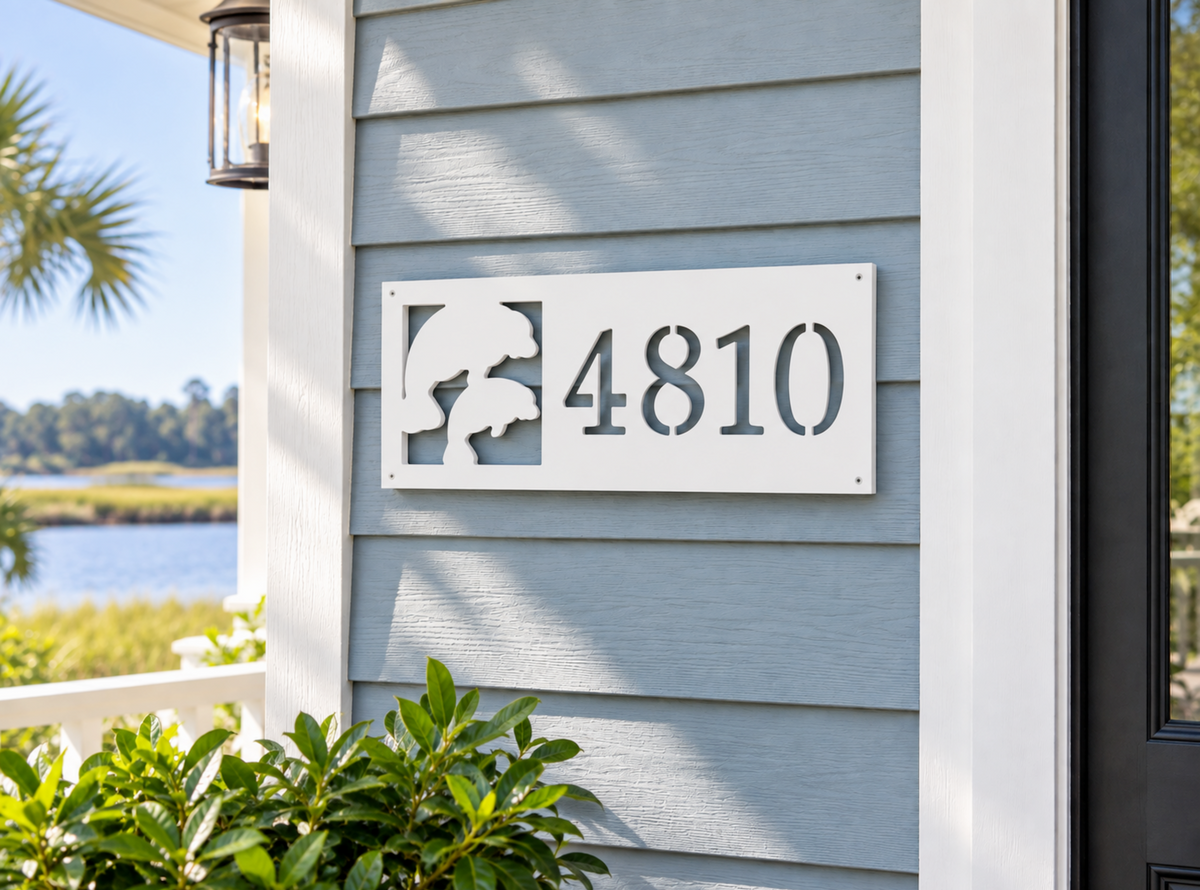 Manatee Address Sign – Weatherproof River & Coastal House Numbers