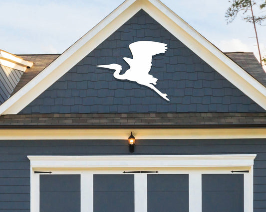 great blue heron bird wall art sign, outdoor coastal beach house river home decor