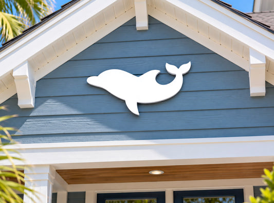 dolphin wall art sign for outdoor beach house coastal decor