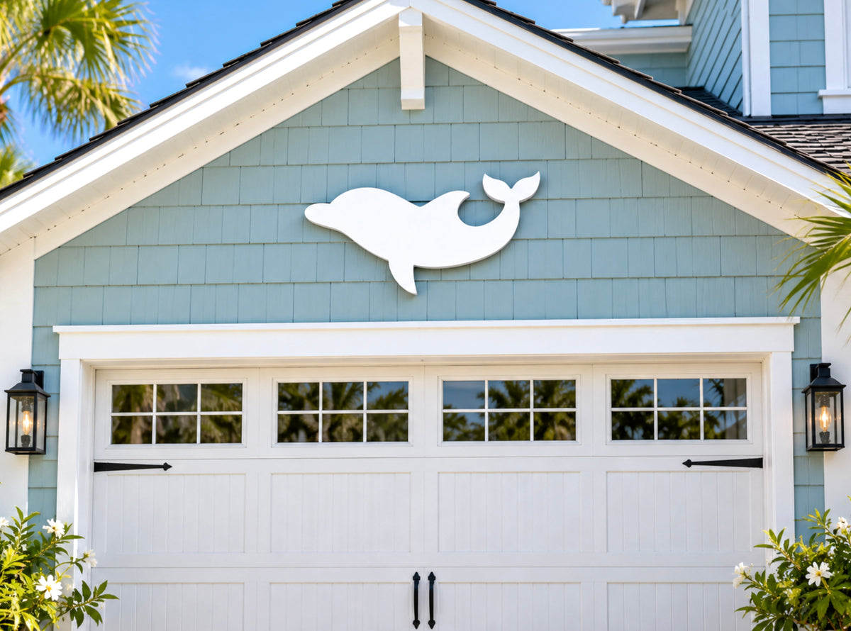 dolphin wall art sign for outdoor beach house coastal decor