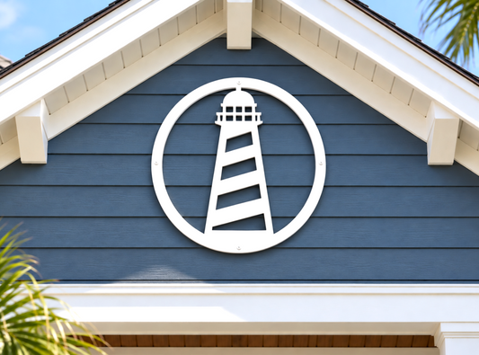 nautical lighthouse wall art sign, weatherproof PVC outdoor coastal beach house decor