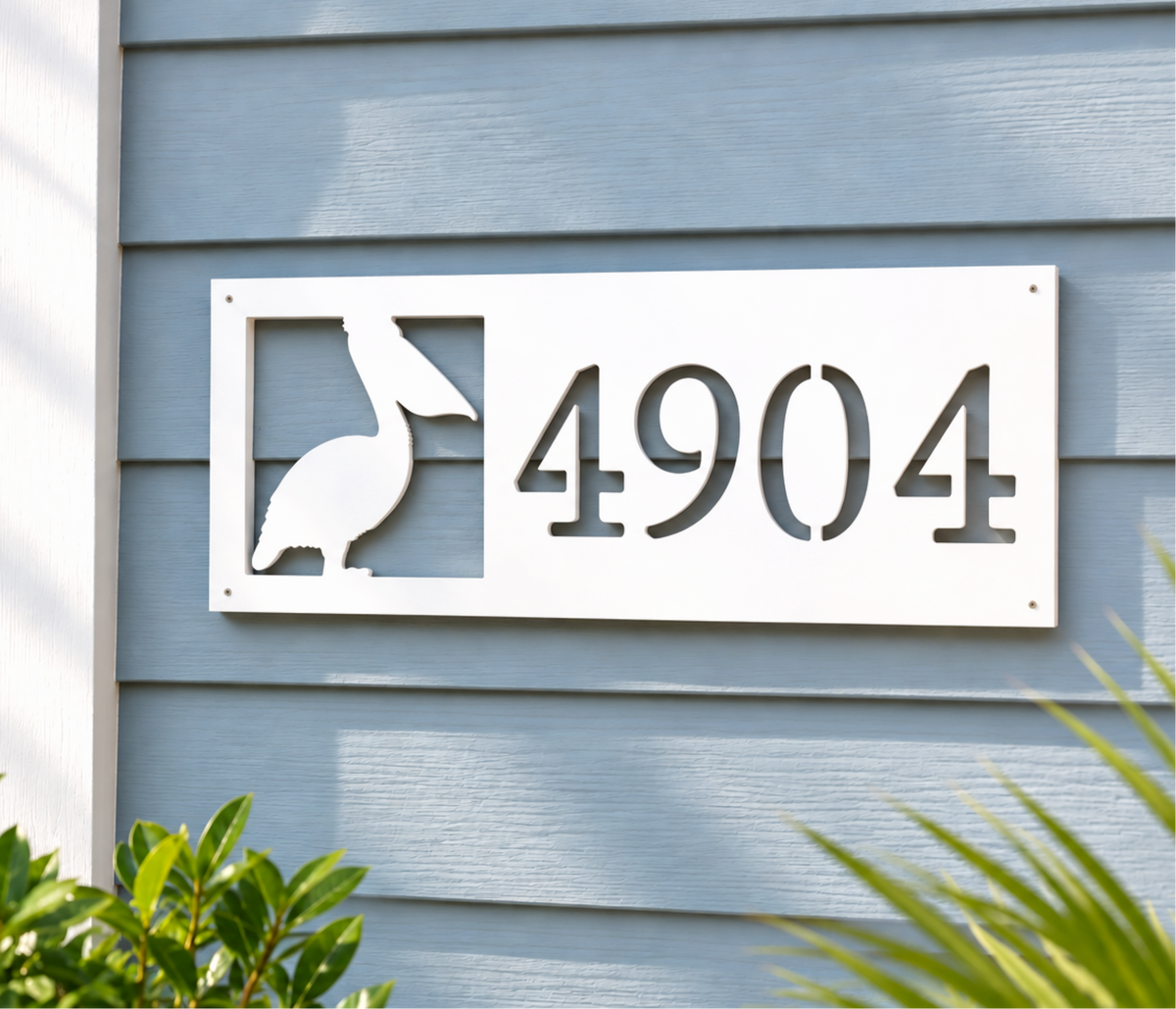 pelican address sign for coastal beach house