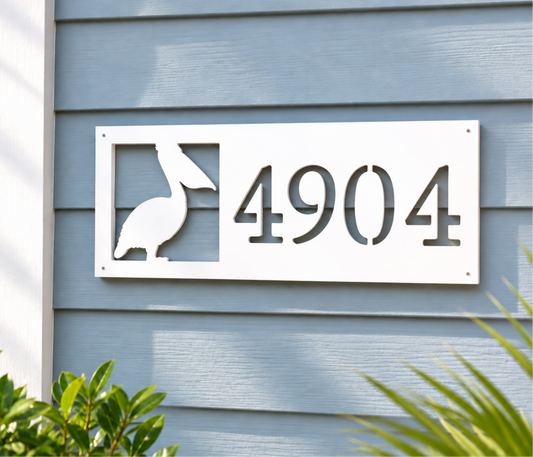 pelican address sign for coastal beach house