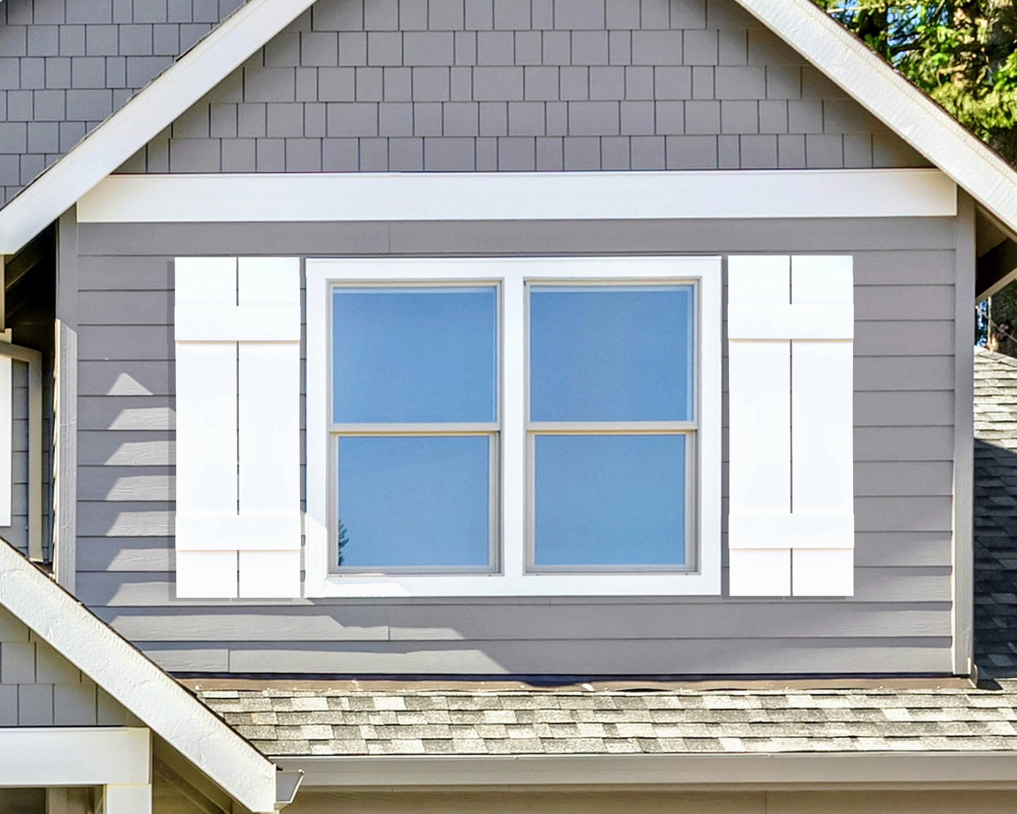 plain white board and batten window shutters, exterior weatherproof PVC window treatments
