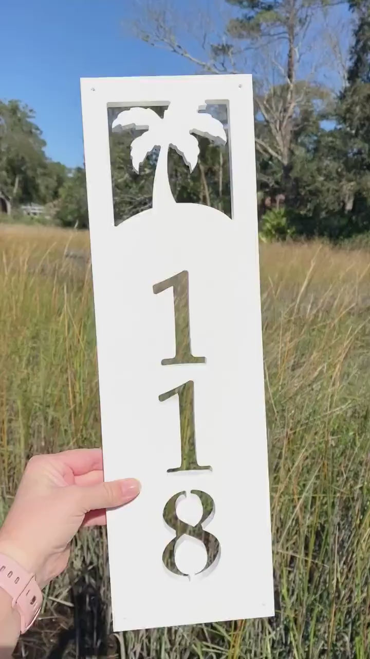 Palm Tree Address Sign, Weatherproof House Numbers for Beach House, Exterior Coastal Home Decor, Tropical Address Numbers