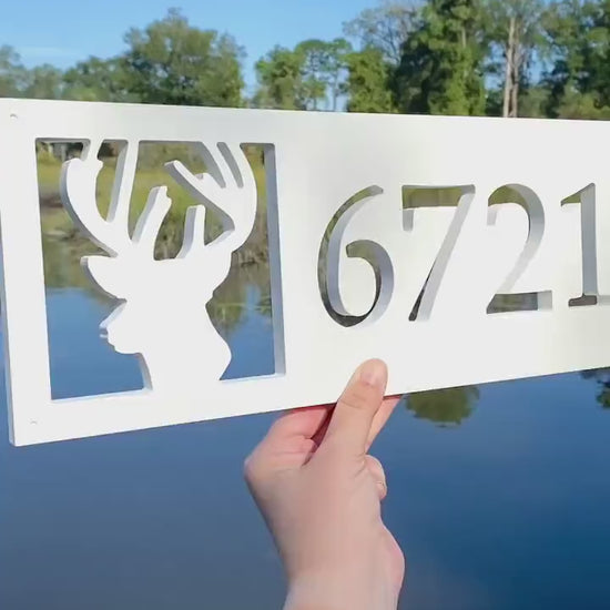 Deer Antlers Address Sign, Horizontal House Numbers, Mountain Address Plaque, Buck Antlers, Rustic Farmhouse Home Decor, Hunting Cabin Decor