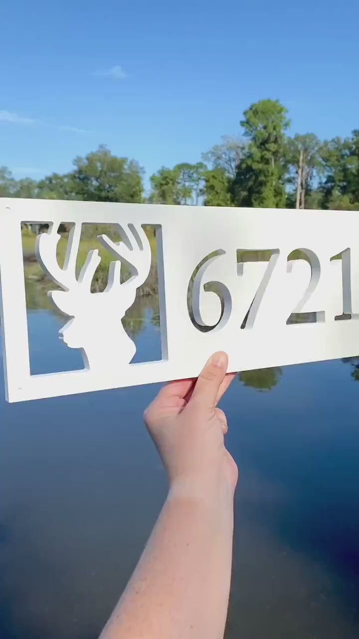 Deer Antlers Address Sign, Horizontal House Numbers, Mountain Address Plaque, Buck Antlers, Rustic Farmhouse Home Decor, Hunting Cabin Decor