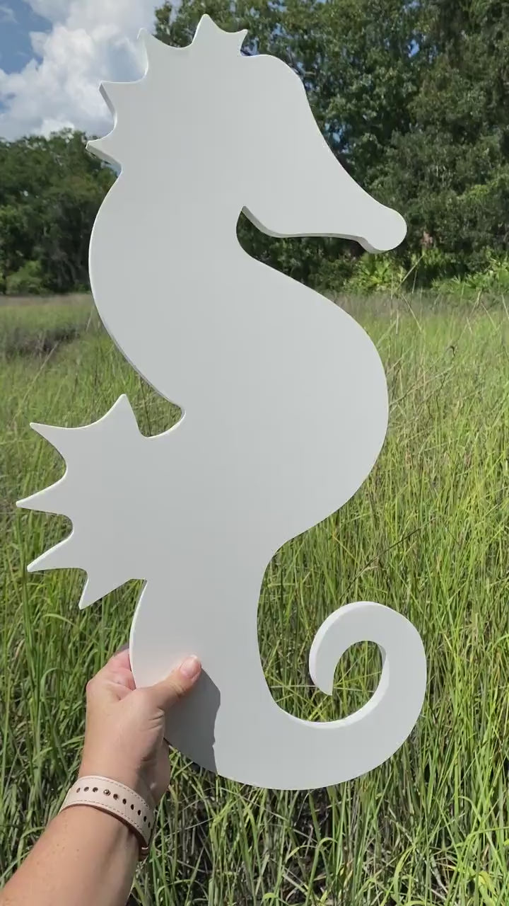 Large Seahorse Fence or Wall Decor, Weatherproof PVC Exterior House Sign, Beach House Decor, Coastal Home Curb Appeal