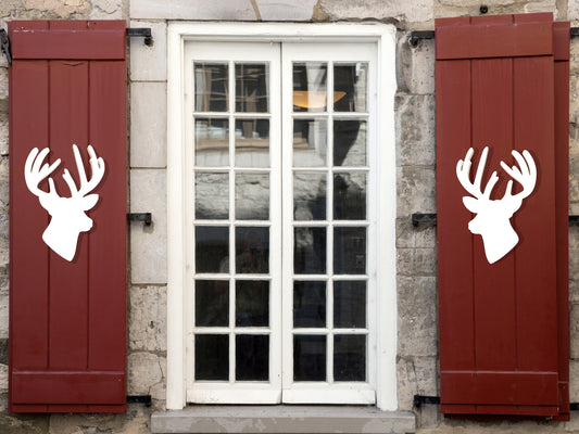 deer antler shutter embellishments, deer buck head hunting cabin shutter decor