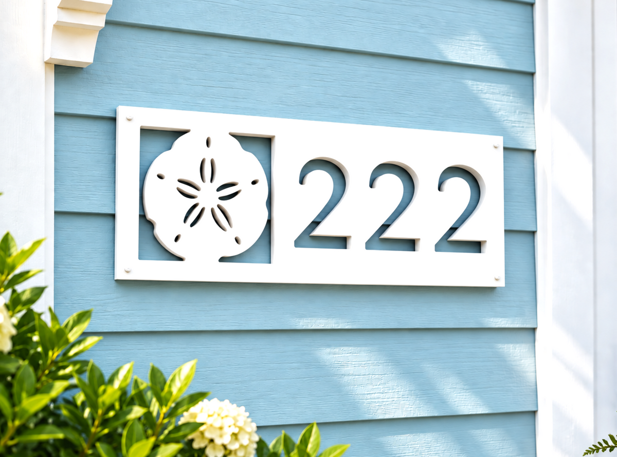 Sand Dollar Address Sign – Weatherproof Coastal House Numbers